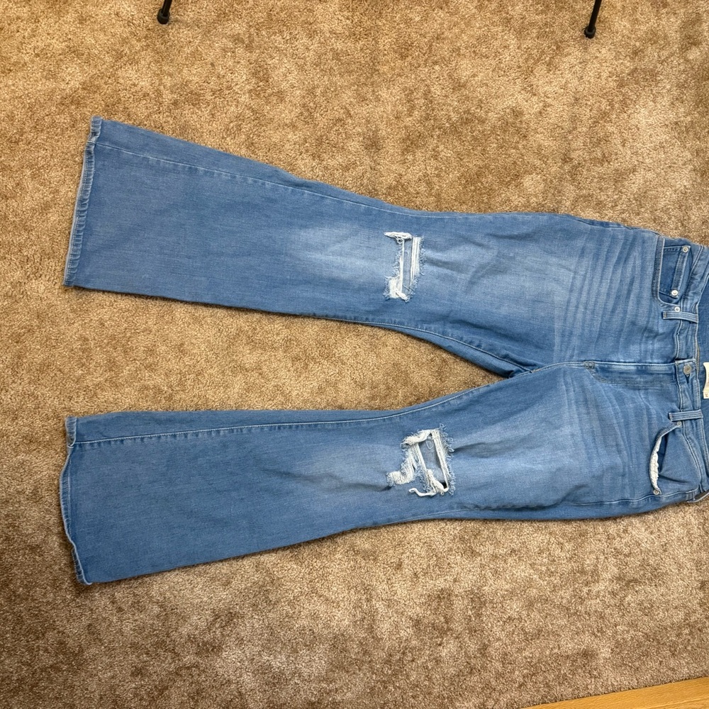 Levi's Blue Flare Wide Leg Jeans with Natural Fading